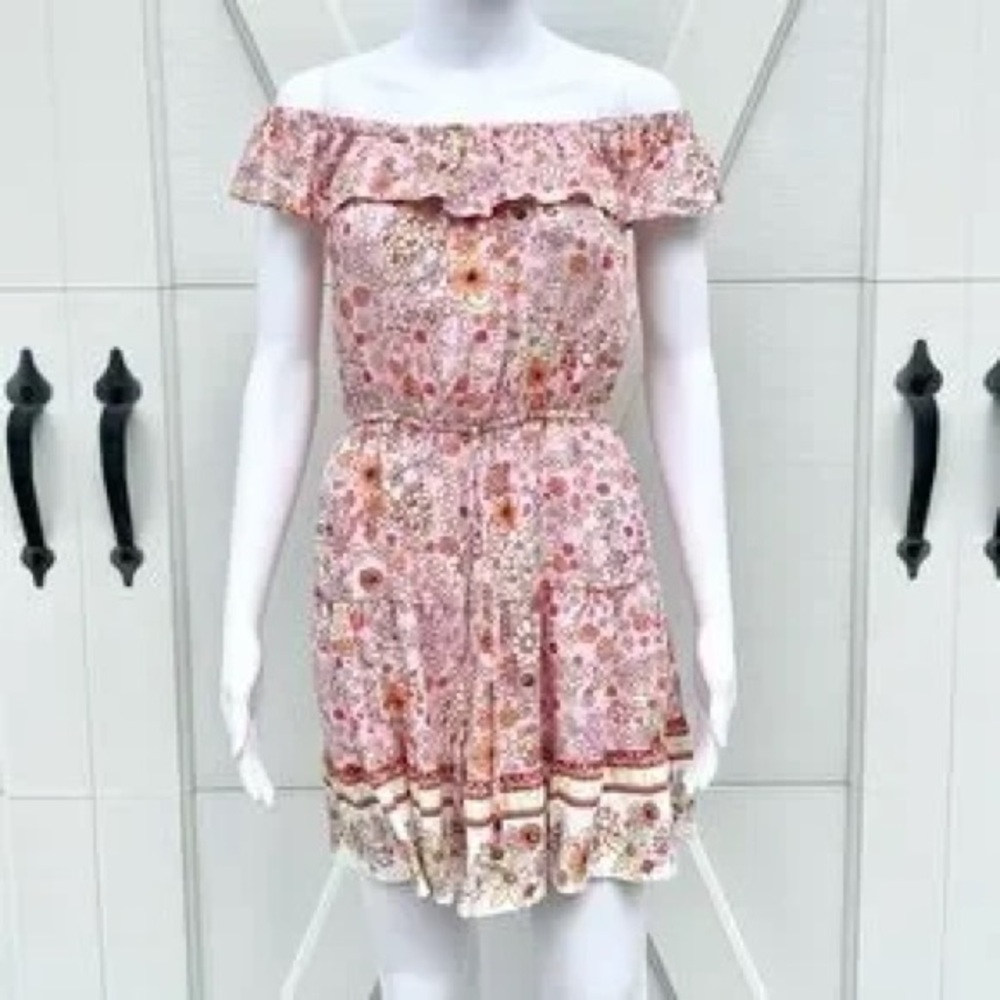 Bebop Pink Floral Off-Shoulder Mini Dress Medium